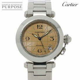 カルティエ Cartier パシャC W31024M7 ボーイズ 腕時計 デイト サーモンピンク 文字盤 オートマ 自動巻き ウォッチ PashaC 【中古】