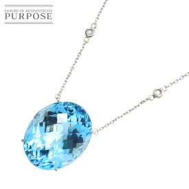 【新品仕上げ】 ブルートパーズ 45.53ct ダイヤ 0.08ct ネックレス 45cm K18 WG ホワイトゴールド 750 Blue Topaz Diamond Necklace【中古】