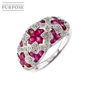 【新品仕上げ】 リング 15号 ルビー 2.80ct ダイヤ 0.40ct 18K WG ホワイトゴールド 750 指輪 Ruby Ring 【中古】