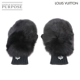 【新品同様】 ルイ ヴィトン LOUIS VUITTON LVスキー ファー グローブ 手袋 ウール フォックス ブラック M77411 LV Ski Fur Gloves 【中古】