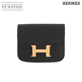 【未使用 展示品】 エルメス HERMES コンスタンス スリム 二つ折り 財布 エプソン ブラック Z刻印 ゴールド 金具 Constance Slim Wallet 【中古】