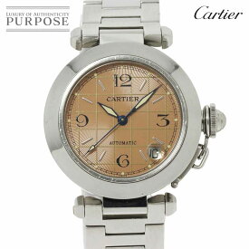 カルティエ Cartier パシャC W31024M7 ボーイズ 腕時計 デイト サーモンピンク 文字盤 オートマ 自動巻き ウォッチ PashaC 【中古】