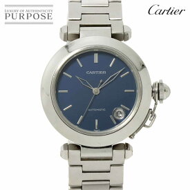 カルティエ Cartier パシャC W31014M7 ボーイズ 腕時計 デイト ブルー オートマ 自動巻き ウォッチ Pasha C 【中古】