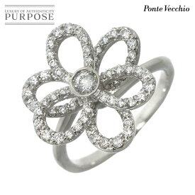 【新品同様】 ポンテヴェキオ Ponte Vecchio 7号 リング ダイヤ 0.46ct K18 WG ホワイトゴールド 750 指輪 花 Diamond Ring【中古】