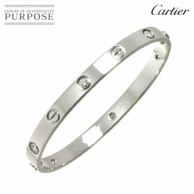 【新品同様】 カルティエ Cartier ラブブレス ハーフ ダイヤ 6P #18 K18 WG ホワイトゴールド 750 ブレスレット バングル Love Bracelet【中古】