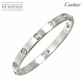 【新品同様】 カルティエ Cartier ラブブレス ハーフ ダイヤ 6P #17 K18 WG ホワイトゴールド 750 ブレスレット バングル Love Bracelet【中古】