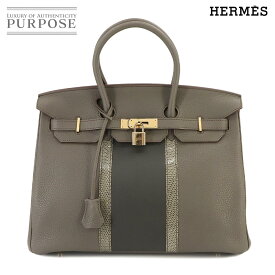 【未使用 展示品】 エルメス HERMES バーキン35 クラブ ハンド バッグ トリヨンクレマンス リザード エタン グラファイト グレーフォンセ □P刻印 Birkin Club 【中古】