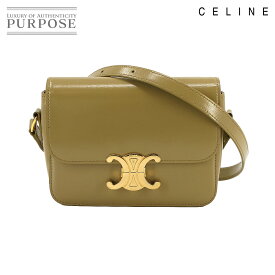 【新品同様】 セリーヌ CELINE ティーン トリオンフ バッグ ショルダー レザー グリーン 188423BF4 ゴールド 金具 Teen Triomphe Bag 【中古】