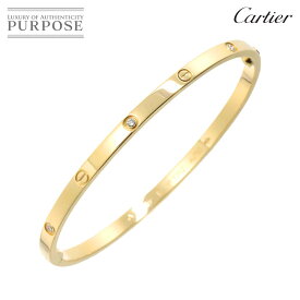 【新品同様】 カルティエ Cartier ラブ ブレス SM ハーフ ダイヤ 6P #17 K18 YG 750 ブレスレット バングル Bracelet【中古】