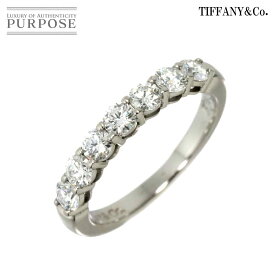 【新品同様】 ティファニー TIFFANY&Co. フォーエバー ハーフ ダイヤ 6.5号 リング ダイヤ 幅3mm Pt プラチナ 指輪 エンブレイス Half Diamond Ring【中古】