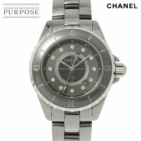 シャネル CHANEL J12 33mm H3241 レディース 腕時計 12P ダイヤ デイト グレー セラミック クォーツ ウォッチ 【中古】