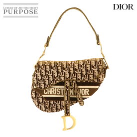 【新品同様】 クリスチャン ディオール Christian Dior オブリーク サドル ショルダー バッグ ベロア ブラウン Oblique Saddle Bag 【中古】