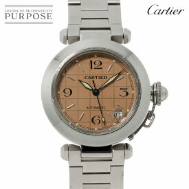 カルティエ Cartier パシャC W31024M7 ボーイズ 腕時計 デイト サーモンピンク 文字盤 オートマ 自動巻き ウォッチ PashaC 【中古】