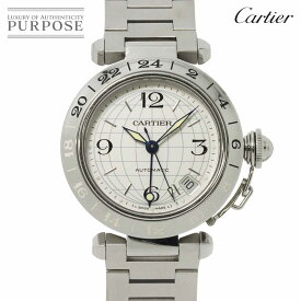 カルティエ Cartier パシャC メリディアン GMT W31078M7 ボーイズ 腕時計 デイト シルバー 文字盤 オートマ 自動巻き ウォッチ PashaC 【中古】