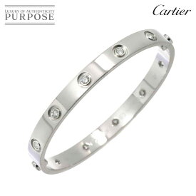 【新品仕上げ】 カルティエ Cartier ラブブレス フル ダイヤ 10P #16 K18 WG ホワイトゴールド 750 ブレスレット バングル Love Bracelet【中古】