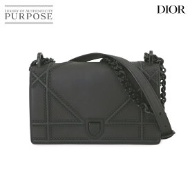 クリスチャン ディオール Christian Dior ディオラマ チェーン ショルダー バッグ レザー ブラック Diorama Bag 【中古】