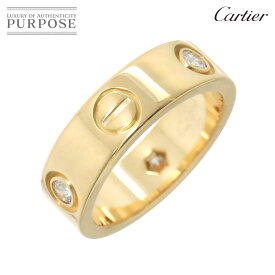 【新品同様】 カルティエ Cartier ラブ #49 リング ハーフ ダイヤ 3P K18 YG イエローゴールド 750 指輪 LOVE Ring【中古】