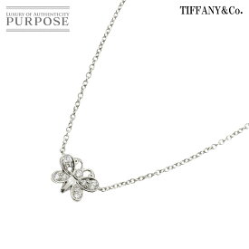 【新品同様】 ティファニー TIFFANY&Co. バタフライ ダイヤ ネックレス 40cm Pt プラチナ Diamond Necklace【中古】