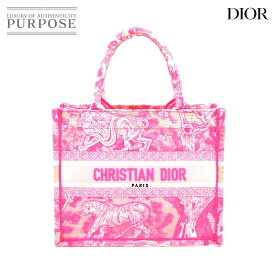 【新品同様】 クリスチャン ディオール Christian Dior ブック トート スモール バッグ キャンバス ピンク ホワイト Book Tote Small 【中古】