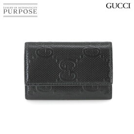 【新品同様】 グッチ GUCCI GGエンボス 6連 キーケース レザー ブラック 625565 シルバー 金具 Key Case 【中古】