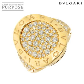 【新品同様】 ブルガリ BVLGARI ダブルロゴ 10号 リング パヴェ ダイヤ K18 YG 750 指輪 Diamond Ring【中古】