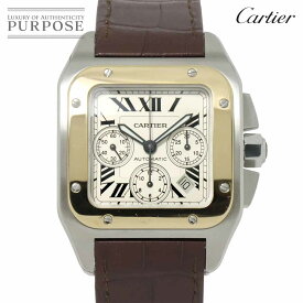 カルティエ Cartier サントス100 コンビ XL クロノグラフ W20091X7 メンズ 腕時計 シルバー K18YG オートマ 自動巻き ウォッチ Santos 100 【中古】