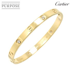 【新品同様】 カルティエ Cartier ラブ ブレス ハーフ ダイヤ 4P #17 K18 YG イエローゴールド 750 ブレスレット バングル Love Bracelet【証明書付き】【中古】