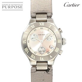 カルティエ Cartier マスト21 クロノスカフSM W1020012 クロノグラフ レディース 腕時計 デイト ピンク クォーツ Must 21 Chronoscaph 【中古】