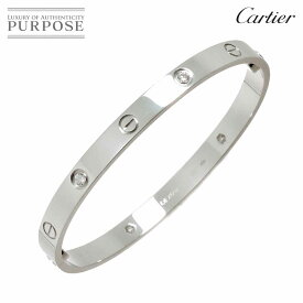 【新品同様】 カルティエ Cartier ラブ ブレス ハーフ ダイヤ 4P #19 K18 WG ホワイトゴールド 750 ブレスレット バングル Love Bracelet【中古】