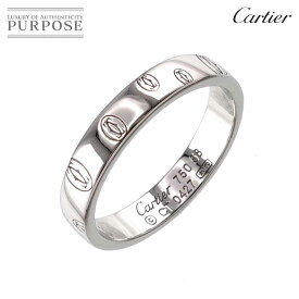 【新品同様】 カルティエ Cartier ロゴ リング SM #58 ハッピーバースデー K18 WG ホワイトゴールド 750 指輪 Logo Happy birthday Ring【証明書付き】【中古】