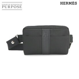 【新品同様】 エルメス HERMES アカプルコ ウエスト ポーチ ボディ バッグ トワルシェブロン レザー ブラック Acapulco Body Bag 【中古】