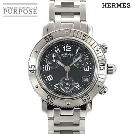 エルメス HERMES クリッパー ダイバー クロノグラフ CL2 310 ヴィンテージ レディース 腕時計 デイト ブラック クォーツ ウォッチ Clipper 【中古】