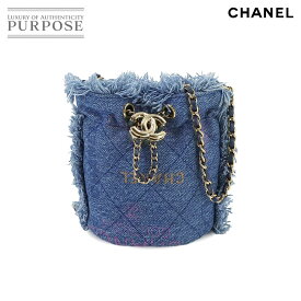 シャネル CHANEL ミニ バケット バッグ チェーン ショルダー デニム ブルー AP2603 ゴールド 金具 Mini Bucket Bag 【中古】