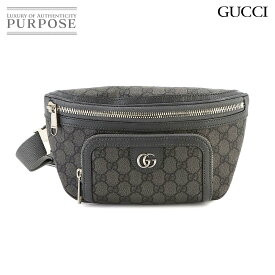 【新品同様】 グッチ GUCCI オフィディア ベルト バッグ ボディ ウエスト ポーチ GGスプリーム レザー グレー ブラック 733868 シルバー 金具 Ophidia GG Supreme Belt Bag 【中古】