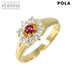 【新品同様】 ポーラ POLA 10号 リング ルビー 0.13ct ダイヤ 0.40ct K18 YG イエローゴールド 750 指輪 Ruby Diamond Ring【中古】