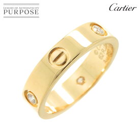 【新品同様】 カルティエ Cartier ラブ #62 リング ハーフ ダイヤ 3P K18 YG イエローゴールド 750 指輪 LOVE Ring【証明書付き】【中古】