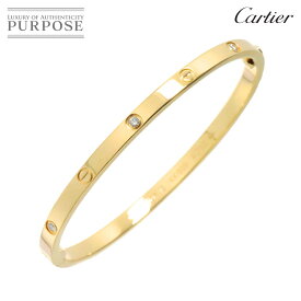 【新品同様】 カルティエ Cartier ラブ ブレス SM ハーフ ダイヤ 6P #15 K18 YG 750 ブレスレット バングル Bracelet【証明書付き】 【中古】