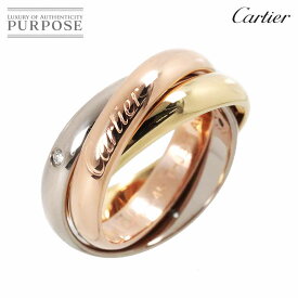 【新品同様】 カルティエ Cartier トリニティMM #45 リング ダイヤ 5P YG WG PG スリーゴールド 750 3連 指輪 Trinity Diamond Ring【中古】