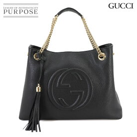 【未使用 展示品】 グッチ GUCCI インターロッキングG ソーホー チェーン トート バッグ レザー ブラック 536196 Interlocking G Soho Bag 【中古】