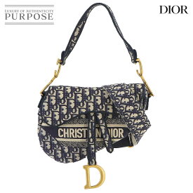 【新品同様】 クリスチャン ディオール Christian Dior オブリーク サドル 2way ショルダー バッグ キャンバス ネイビー M0446CRIW Oblique Saddle Bag 【中古】