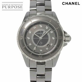 シャネル CHANEL J12 クロマティック 33mm H3242 レディース 腕時計 12P ダイヤ デイト グレー セラミック クォーツ ウォッチ 【中古】