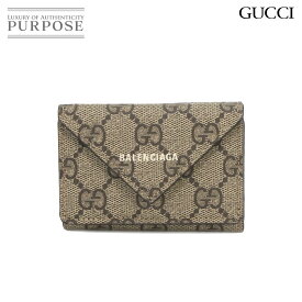 【未使用 展示品】 グッチ GUCCI バレンシアガ ハッカー ペーパー ミニ ウォレット 三つ折り 財布 GGスプリーム ベージュ 681704 Wallet 【中古】