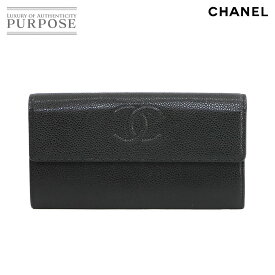 【未使用 展示品】 シャネル CHANEL キャビアスキン 二つ折り 長財布 レザー ブラック A50070 ココマーク シルバー 金具 Long Wallet 【中古】