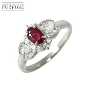 【新品仕上げ】 リング 13号 ルビー 0.71ct ダイヤ 0.50ct Pt プラチナ 指輪 Ruby Ring 【中古】