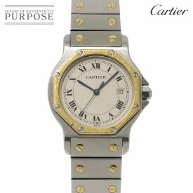 カルティエ Cartier サントスオクタゴンLM コンビ W2001583 ヴィンテージ メンズ 腕時計 デイト アイボリー K18YG イエローゴールド クォーツ Santos octagon 【中古】