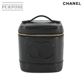 【新品同様】 シャネル CHANEL バニティ ハンド バッグ キャビアスキン レザー ブラック A01998 ココマーク ゴールド 金具 ヴィンテージ Vanity Bag 【中古】