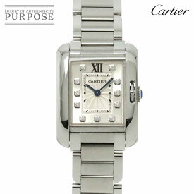 カルティエ Cartier タンクアングレースSM W4TA0003 レディース 腕時計 11P ダイヤ シルバー クォーツ Tank Anglaise 【中古】