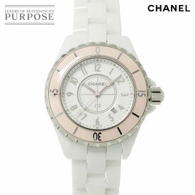 シャネル CHANEL J12 33mm 世界限定1200本 H4467 レディース 腕時計 デイト ソフトピンク ホワイト セラミック クォーツ 【中古】