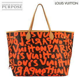 【新品同様】 ルイ ヴィトン LOUIS VUITTON モノグラム グラフィティ ネヴァーフル GM トート バッグ オランジュ M93702 ゴールド 金具 Neverfull GM 【中古】