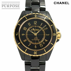 シャネル CHANEL J12 キャリバー 12.1 38mm コンビ H9541 メンズ 腕時計 デイト ブラック セラミック YG 自動巻き ウォッチ 【中古】